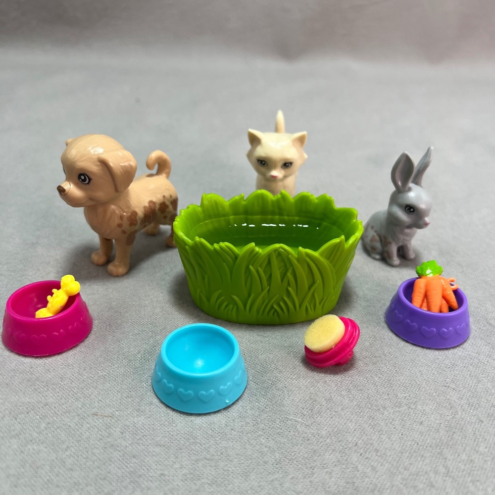 Barbie Play n Wash Pets Pieces Color Changing Dog Cat Rabbit Accessories